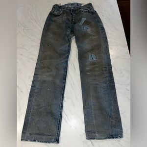 Levi's Strauss 505 selvedge distressed patchwork jeans denim 28 x 31